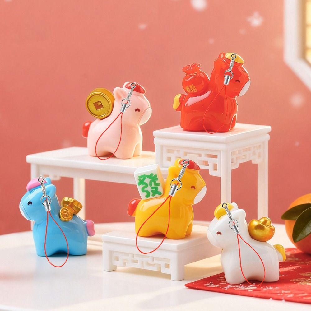 Cartoon Design Horse Keychain Mini Pony Phone Strap Funny Horse Pendant  Backpack Decoration