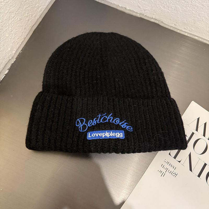 Вязаная модная шапка с буквенным принтом, теплая шапка с защитой ушей для ношения на открытом воздухе