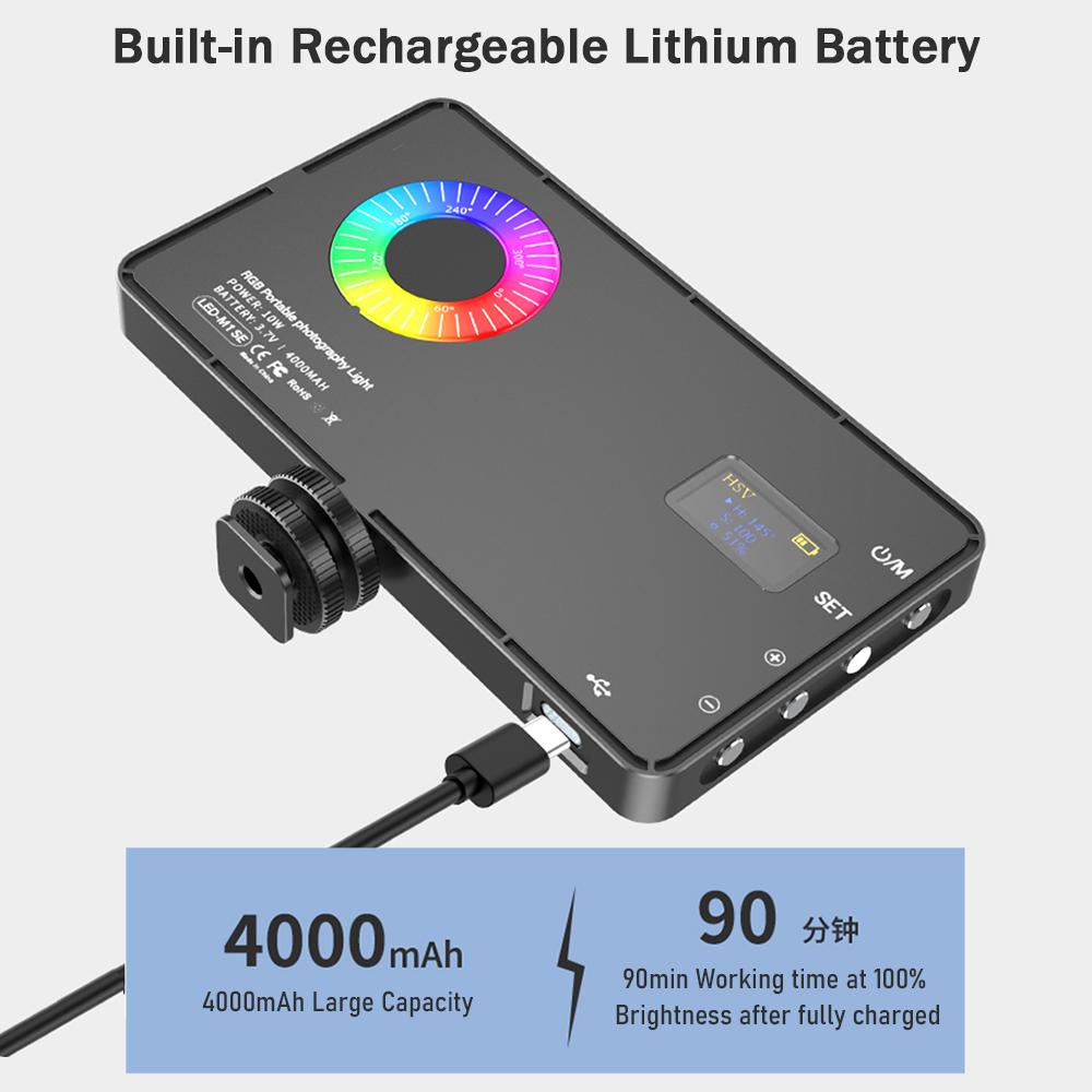 Портативная RGB-видеолампа, светодиодная заполняющая панель 3000K8500K с регулируемой яркостью, 12 световых эффектов CRI97+