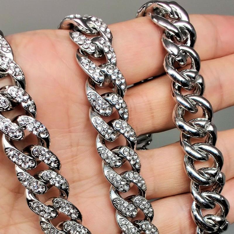 Miami Cuban Choker Link Chain Silver Plated Mens Hip Hop Necklace Jewelry