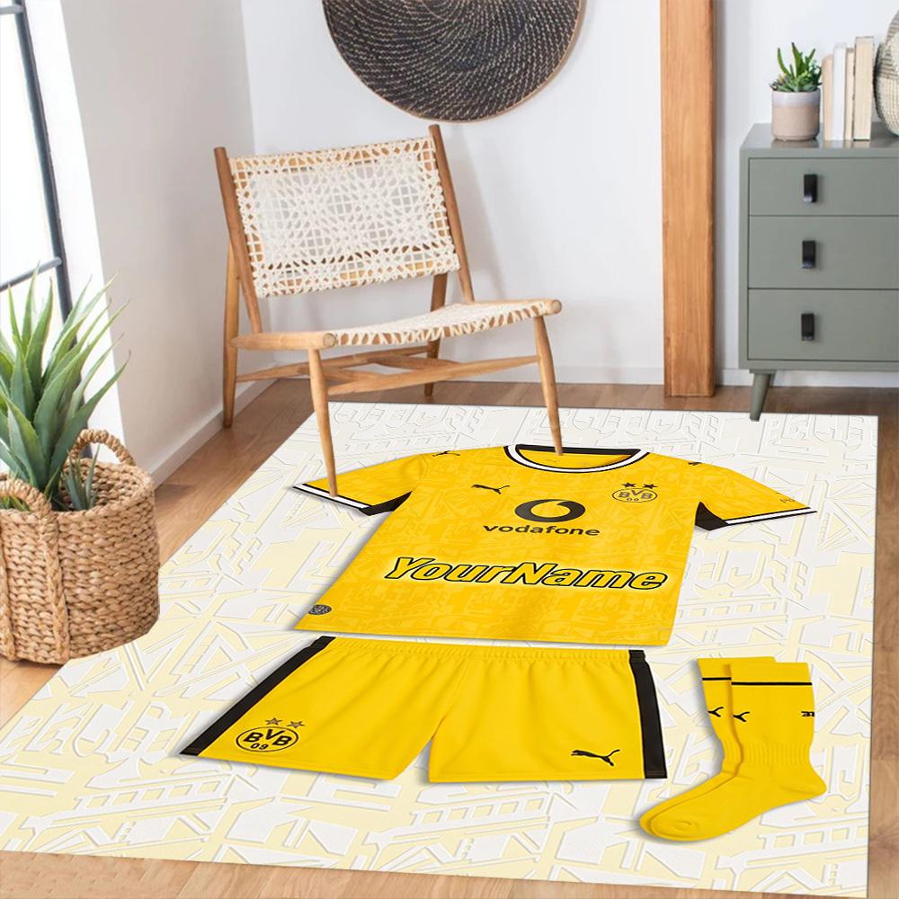 Borussia Dortmund Personalized Name Floor Mat Suitable for Playrooms Living Rooms Hallway Kitchen Antislip Carpet Anime Office Decor