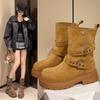 Retro British Martin Boots Women's Autumn 2025 New Fashion Medium Boots Two Wear Platform Locomotive Short Boots