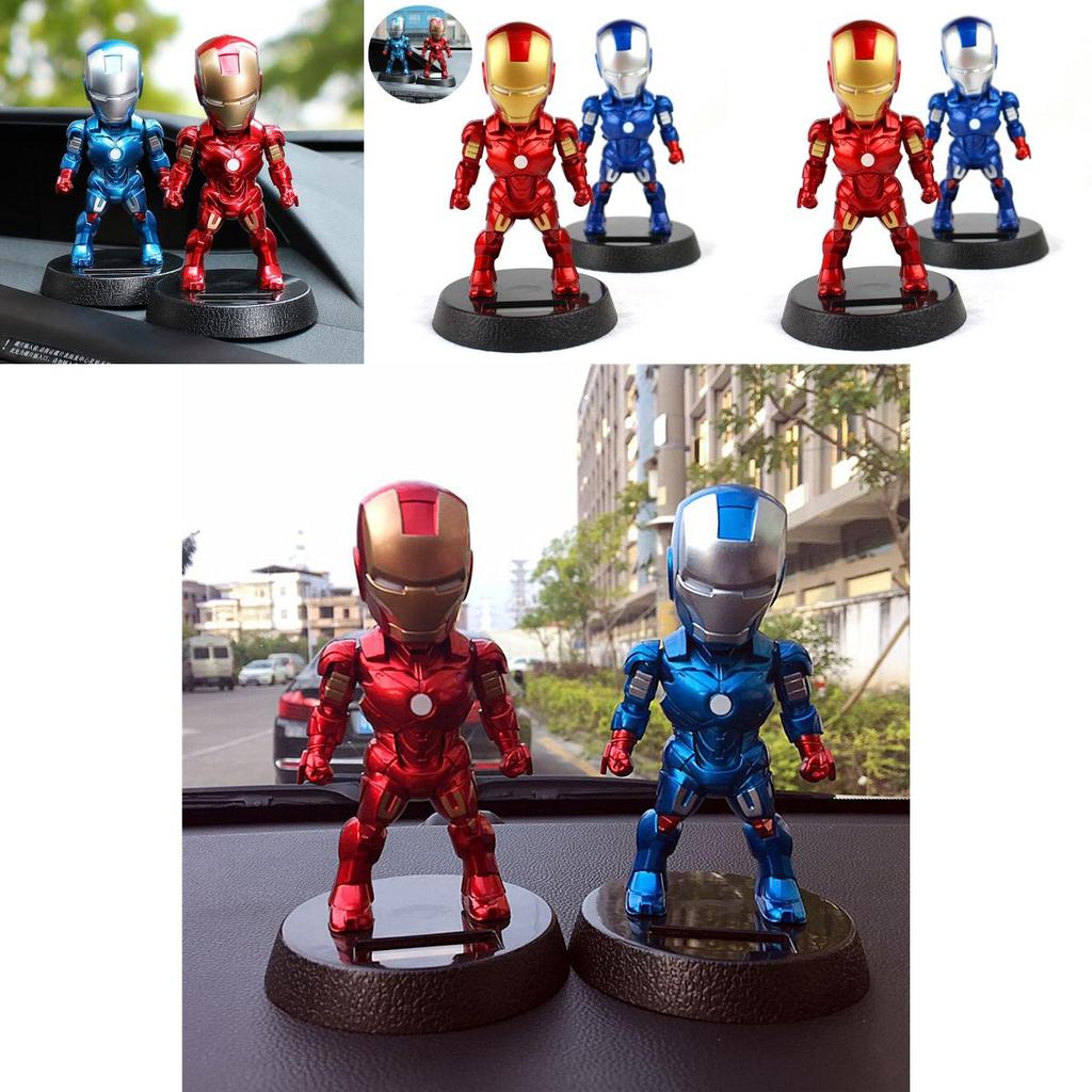 Shaking The Head Marrie Couple Car Decoration Toy With Vibrant Red And Blue Iron Man Design