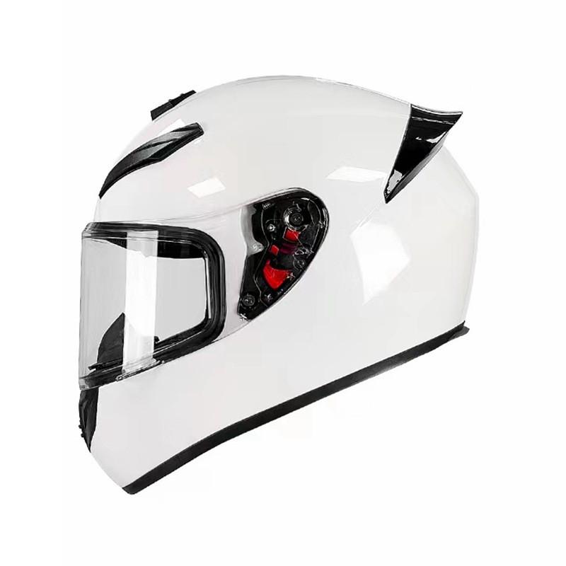 Full Face Motorcycle Helmet Scooter Electric Bike Winter Anti-Fog Gray ABS Safety With Rear Wing