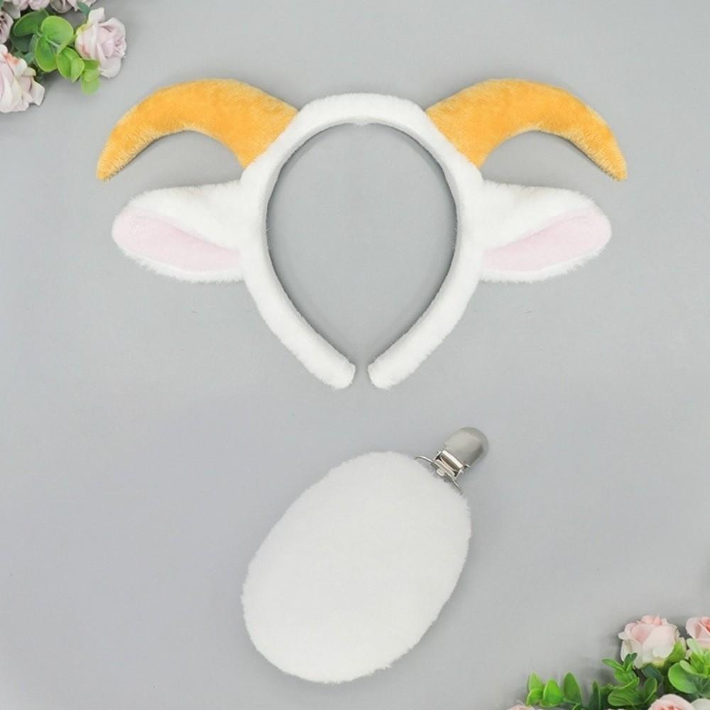 Soft Sheep Horn Hair Band Cute Lamb Cosplay Tail Furry Goat Ears Headband Photo Props