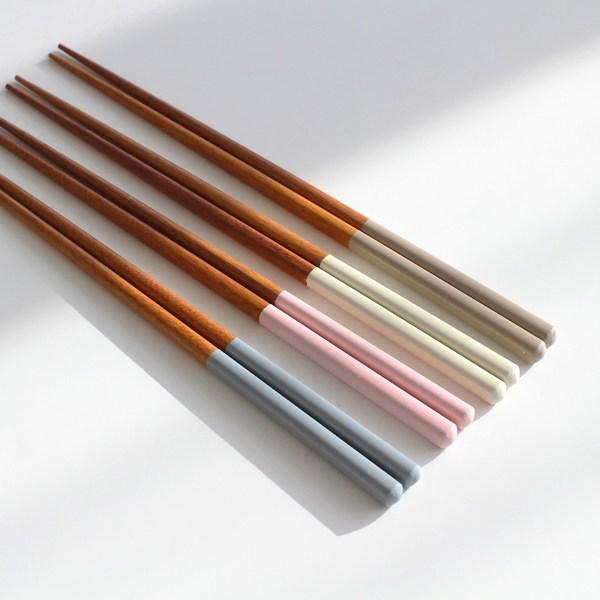 Acacia Lacquered Pastel Chopsticks Set of 4, Mixed Colors, 4 Chopsticks, Korean Popular Tableware