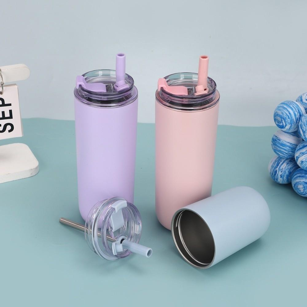 Gift With Handle and Straw 300/480ml Tumbler Double Layer Keep Cold Heat Mug Reusable 304 Stainless Steel Straw Cup Car Mount