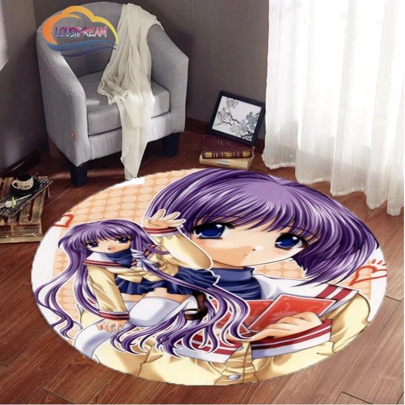 Анимированный ковер CLANNAD Круглый ковер сексуальная мультсериальная серия Игра родитель-ребенок Нескользящий для питомцев в гостиной