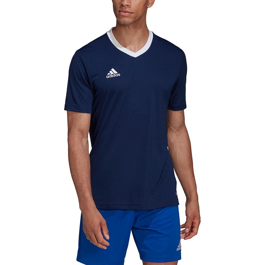 Y9913 adidas Men's Entrada 22 Jersey AEROREADY Football T-shirt Navy Blue XL