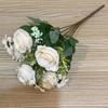 Шелковый пион Искусственный цветок 5 роз 4 ромашки Свадебный имитационный букет Свадебный стол