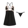 Women's Satin Embroidered Lace Lightweight Low Cut Cami Sleep Dress for Fall Winter