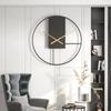 Silent Minimalist Iron Art Wall Clock - Decorative and Digital for Living Room