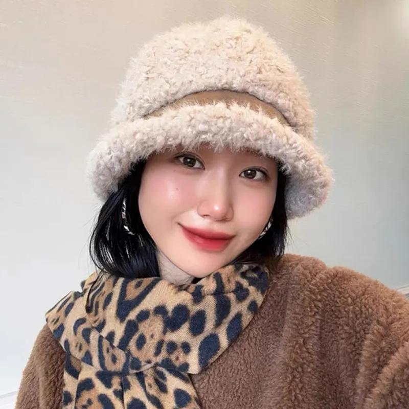 WTEMPO Windproof Cold-proof Belt Hats Women's Autumn Winter Casual Versatile Plush Hats Retro Elegant Warm Thickened Solid Color Hats