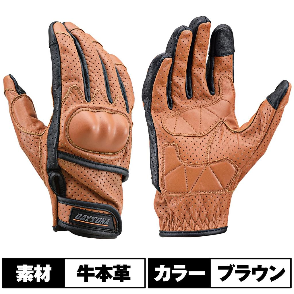 Daytona HBG-130 18916 Motorcycle Gloves, Genuine Leather, Cowhide Leather, Spring, Summer, Fall, Hard Protectors,
