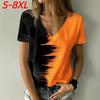 S-8XL Футболка большого размера для женщин в градиентном стиле с коротким рукавом, футболки, повседневная одежда Harajuku, модная уличная одежда больших размеров