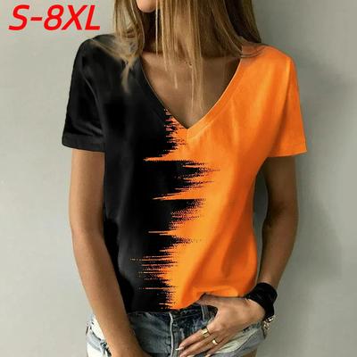 S-8XL Футболка большого размера для женщин в градиентном стиле с коротким рукавом, футболки, повседневная одежда Harajuku, модная уличная одежда больших размеров