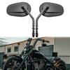 Black Aluminum Mirrors for 8mm Left and Right Set Oval, Harley-Davidson Motorcycles, Positive-threaded,