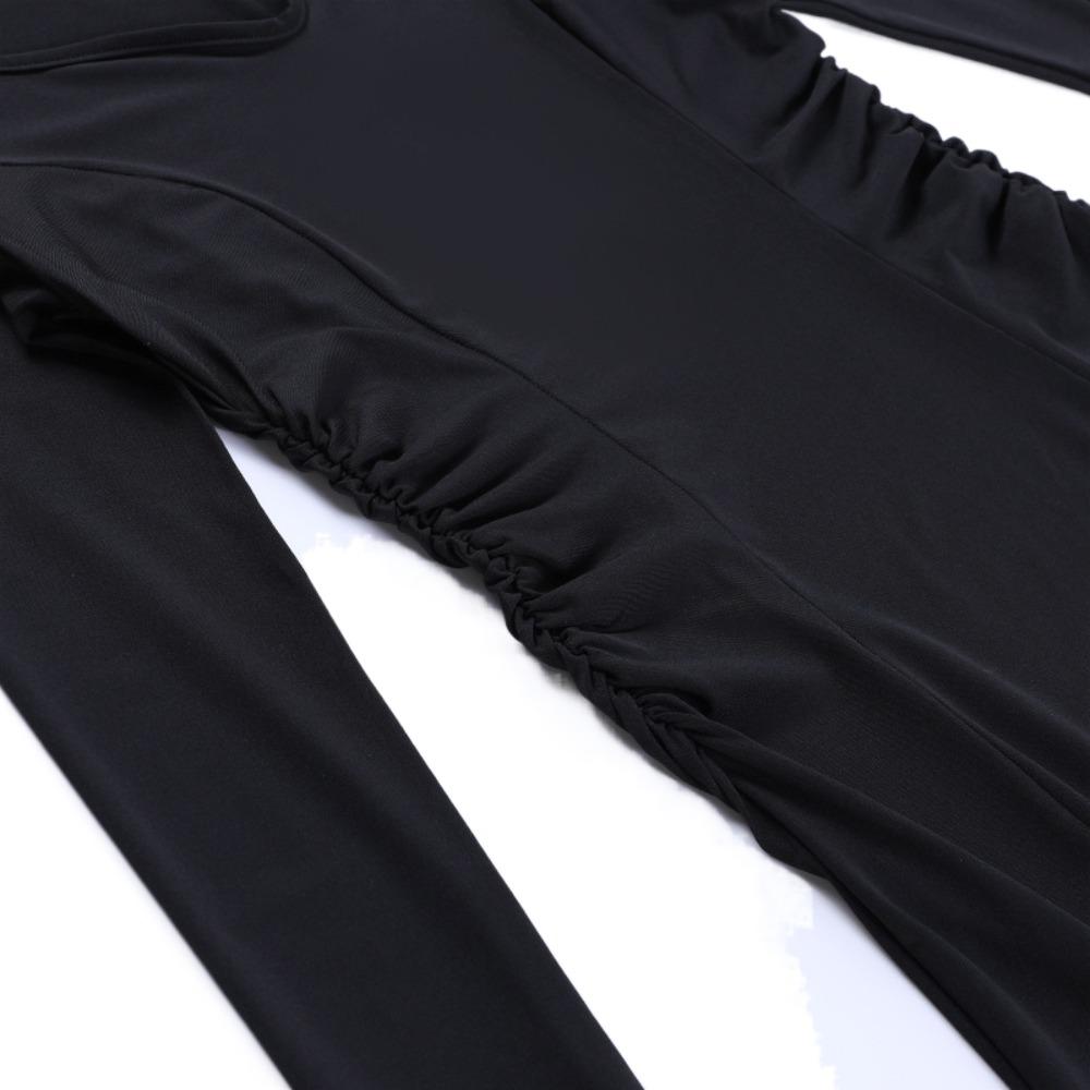 Black Batwing Sleeve Dress Patchwork Grunge Robe Bodycon Vintage Halloween Maxi Dress  Costume