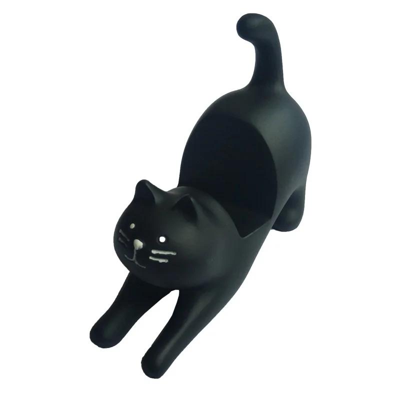 Cute Lazy Bracket Cat Shape Resin Phone Holder Desktop Stand Fixing Mini Portable Multi-functional Holder On Car or Desk Decorat
