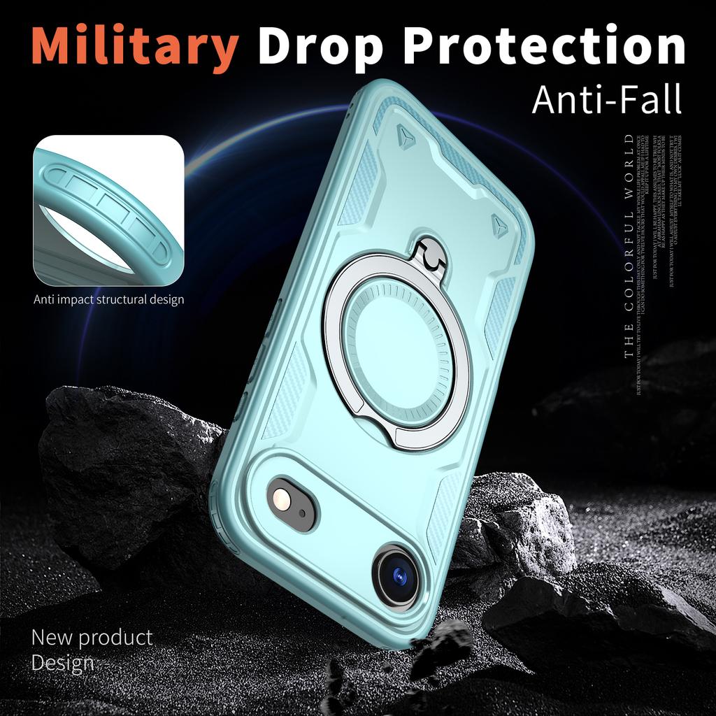 For iPhone Air Case Compatible with MagSafe Military Protection PC+TPU Kickstand Phone Cover