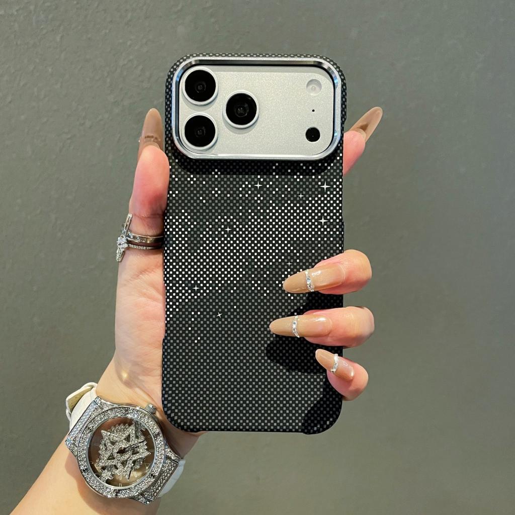 Магнитный чехол для телефона с текстурой карбона и кевлара для iPhone 17 Air 16 15 14 Pro Max Металлическая рамка камеры Жесткая пластиковая крышка