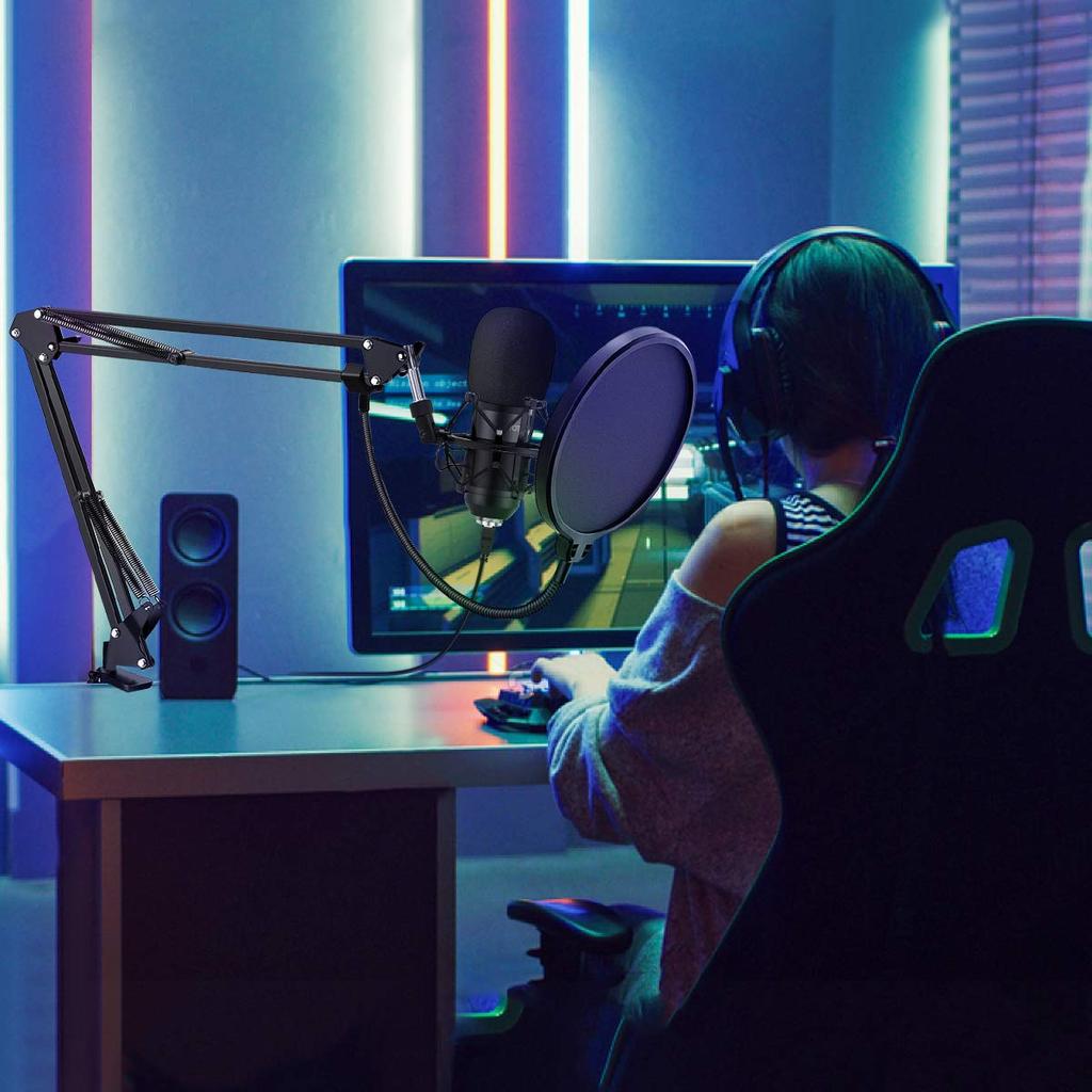 YOTTO USB Microphone Condenser Microphone PC Microphone Set Microphone Stand Pop Guard with Arm Stand Recording Live Broadcast YOUTUBE Game Commentary