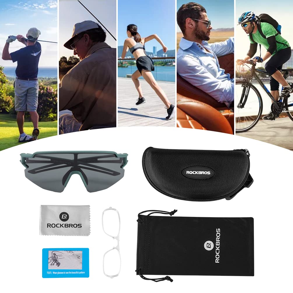 Rockbros Polarized UV400 Polarized Glare Storage Pouch Cycling and Green Sunglasses, Protection, Ultra-Lightweight Lenses, Reduction, Included,