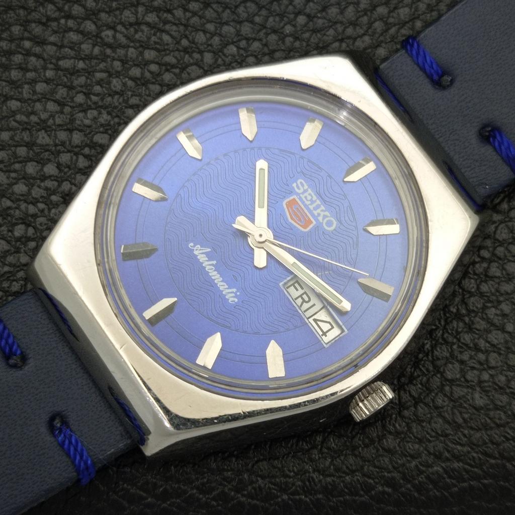 ЯПОНИЯ 6309A ВИНТАЖНЫЕ МУЖСКИЕ АВТОМАТИЧЕСКИЕ ЧАСЫ SEIKO 5 С СИНИМ ЦИФЕРБЛАТОМ a701284-5 R206a-a701284
