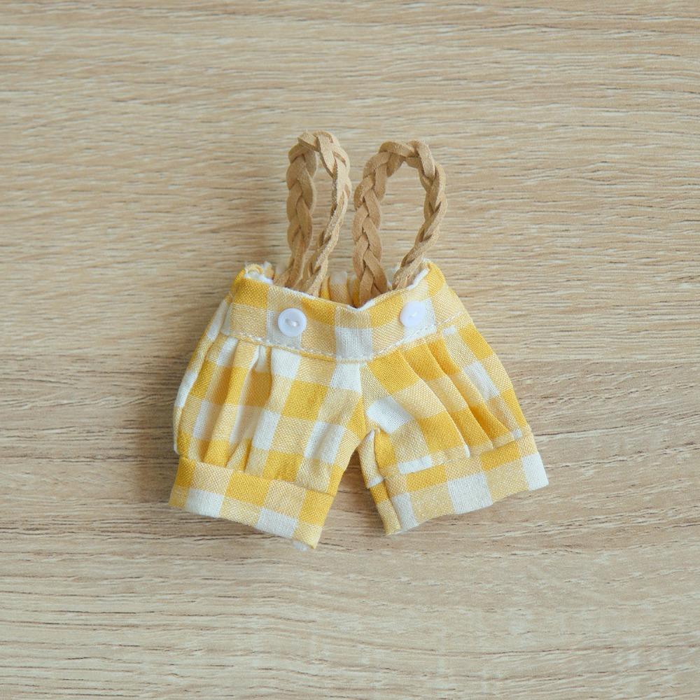 Одежда для мультяшной куклы ручной работы Клетчатый комбинезон Плюшевая одежда для куклы Памперсы Детский подарок