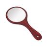 Vintage Handheld Mirror Wooden Handle Hanging Hole Makeup Hairdressing Mirror for Household Red