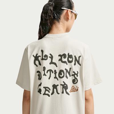 Women's Nike ACG T Shirts Women's Ecru Crew Neck Moderate
