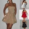 Lady Prom Mini Dress A-Line Big Swing Evening Dress with Bow Back Detail Off