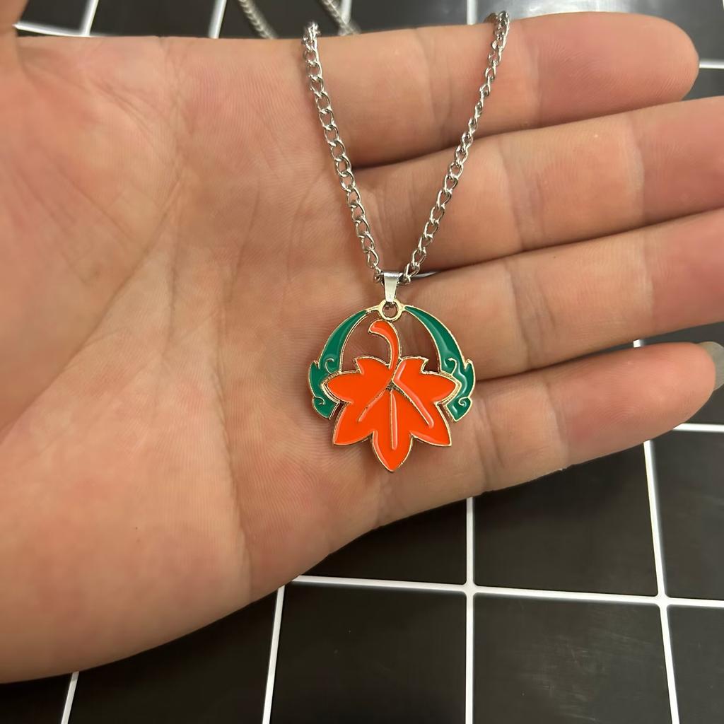 Ожерелье из титановой стали 3 стиля цепочки кулон Genshin Impact кленовый лист анимация игра ювелирное украшение подарок для фанатов