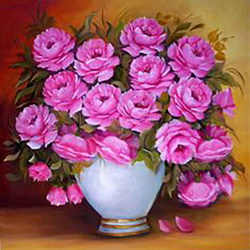 5D DIY Алмазная картина Полный круглый дрель Цветы Набор для вышивки крестом Алмазная вышивка Пион Горный хрусталь Искусство Домашний декор