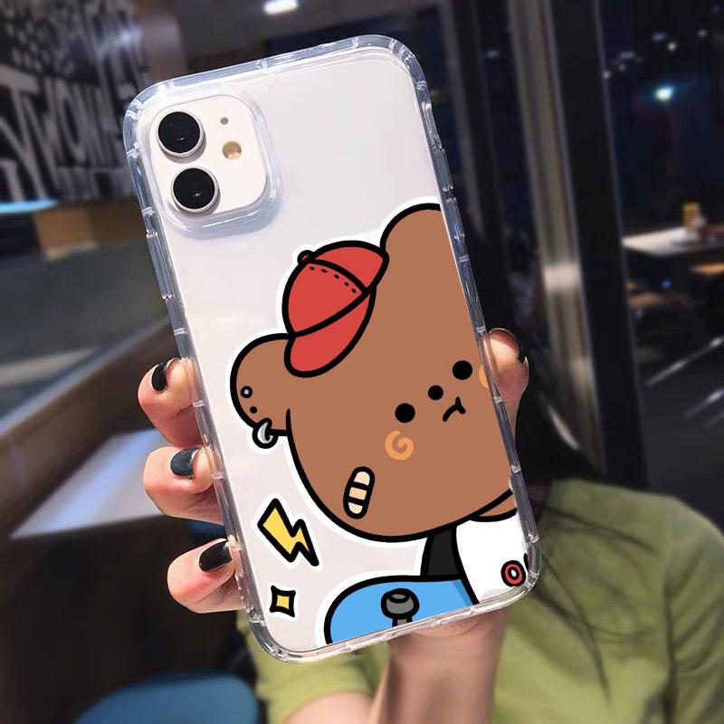 GYKZ Cute Dinosaur Bear Couple Clear Phone Case For IPhone 18 13 12 11 Pro XS MAX XR X SE2 6S 7 8 Plus Animal Silicone Cover Coque