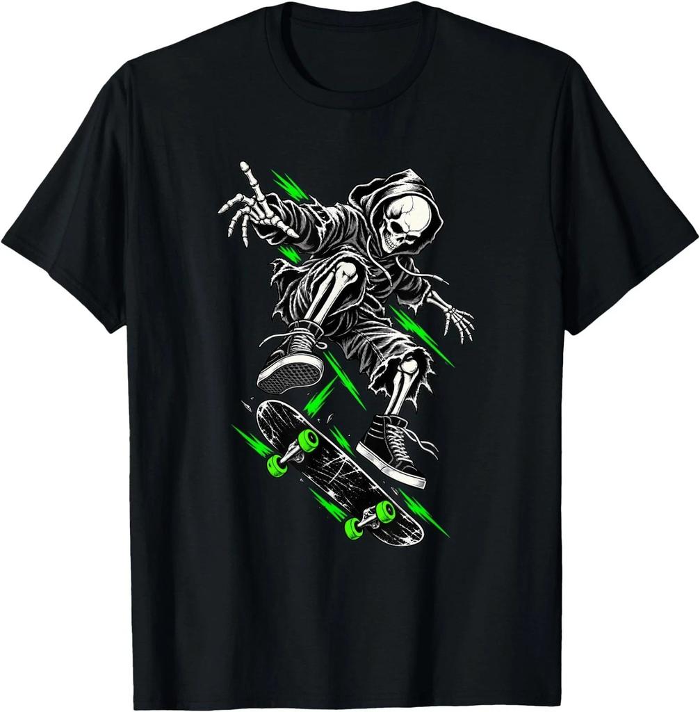 Halloween Skateboard Shirt Skateboarding Skeleton T-Shirt Sizes S-5XL