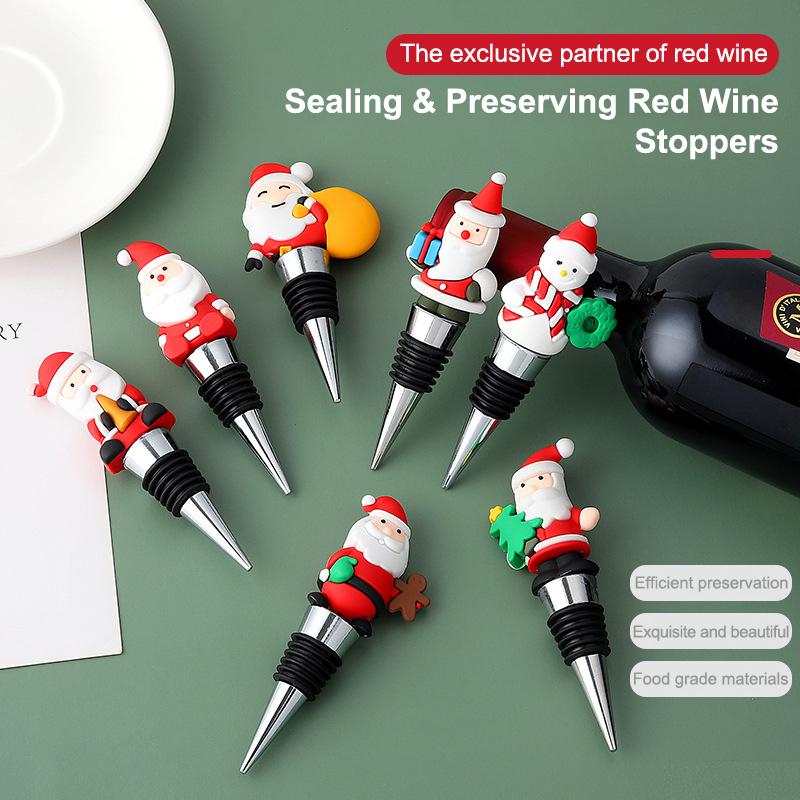 Рождественская винная пробка для бутылок с вином и напитками, герметичная пробка для свежего вина, милый декоративный Санта-Клаус, пробка для вина и шампанского