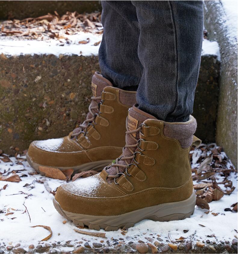 Men Winter Snow Boots For Waterproof Genuine Leather Wool Sneakers Super Warm Men's Boots Outdoor Male Hiking Boots Work Shoes