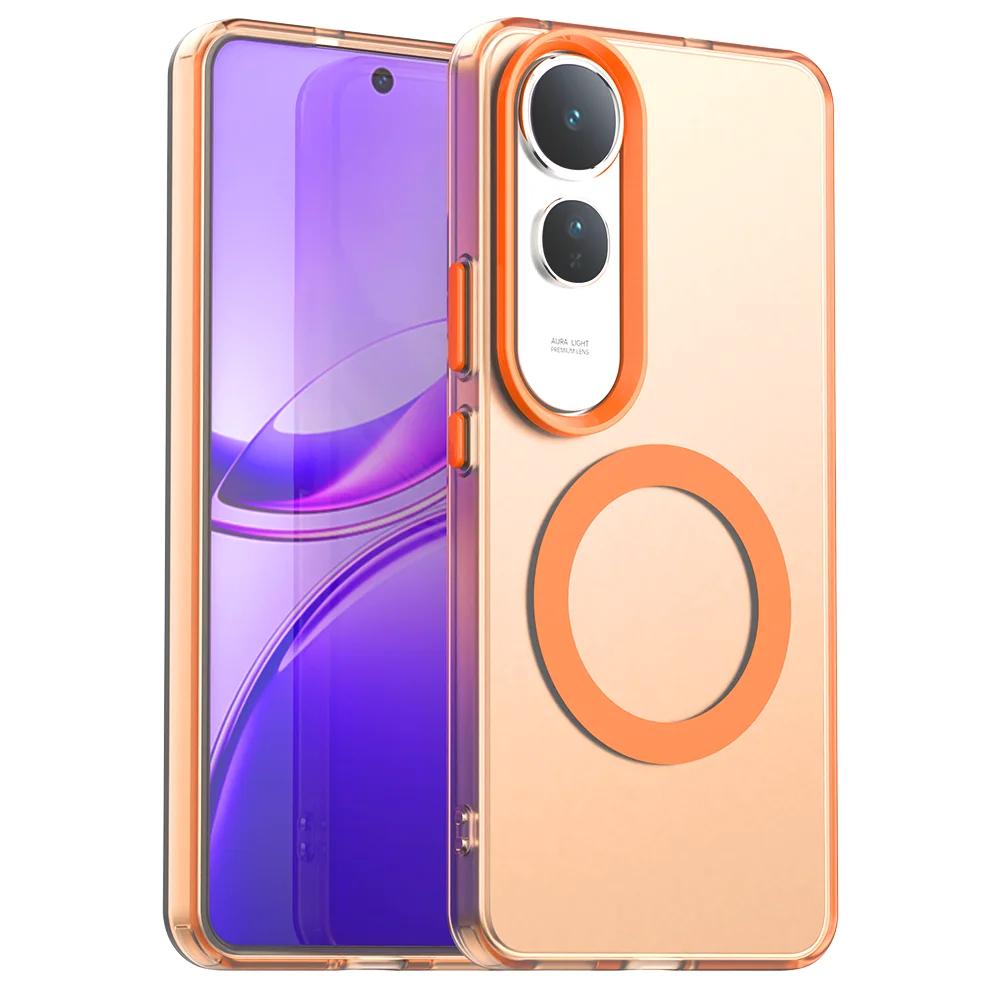 Magnetic Wireless Charging Case For Vivo V50 Lite 5G Cover Candy Colors Transparent Back Shell Fundas Coque