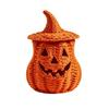 Woven Texture Resin Pumpkin Lantern with Witch Hat Lantern Storage Box  Desk Display