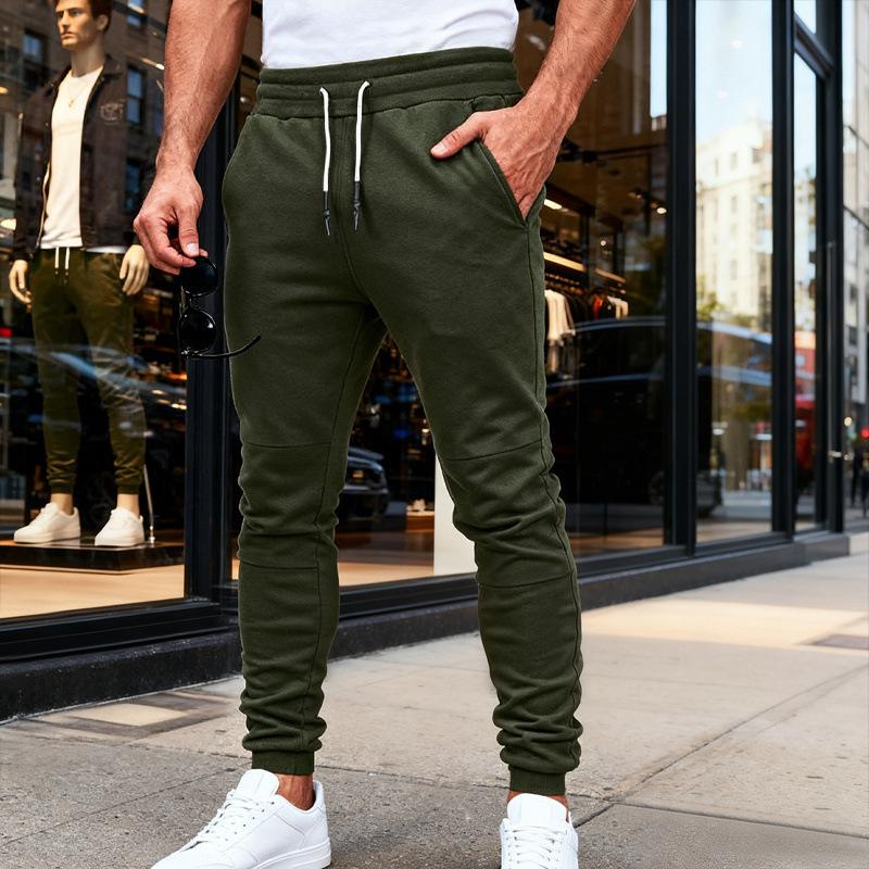 Мужские зауженные джоггеры с эластичным поясом на шнурке, повседневные спортивные брюки с карманами