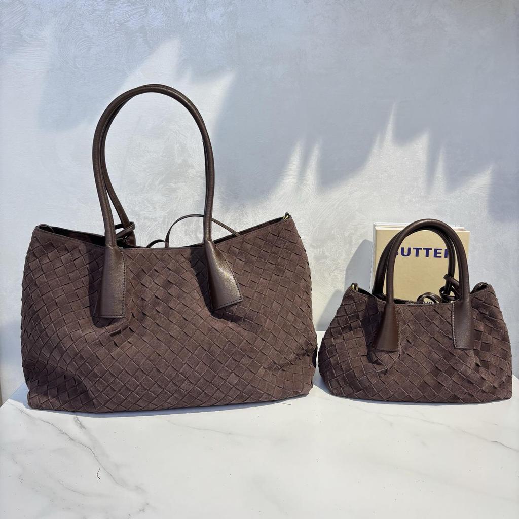 Осенняя ретро плетёная сумка-тоут из замши: Универсальная сумка через плечо и через плечо