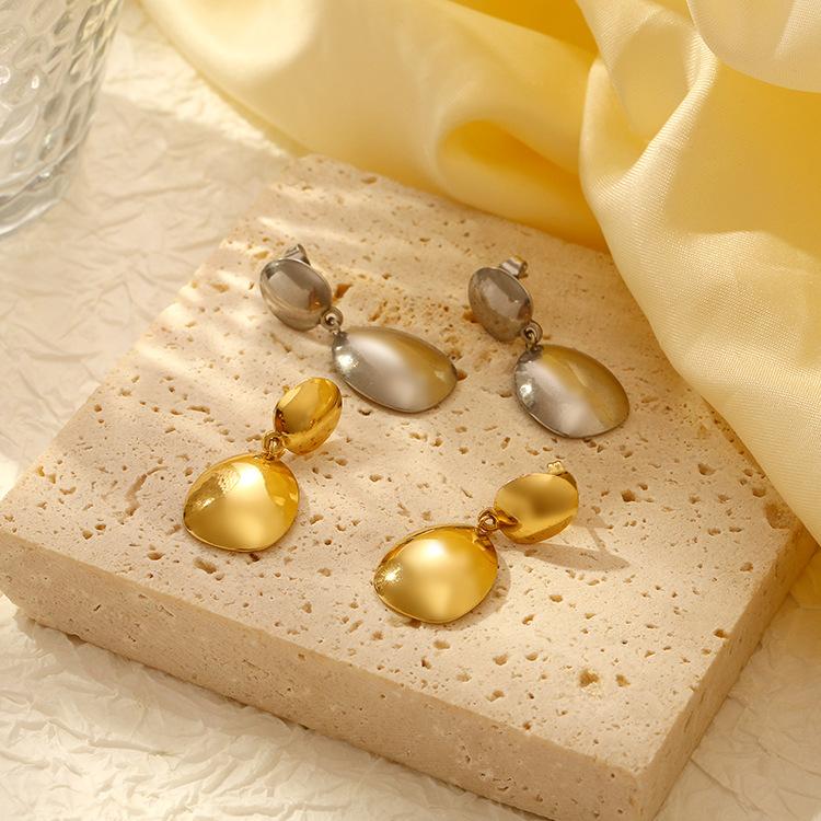 Трендовые гладкие круглые серьги-подвески из нержавеющей стали, женские высококачественные серьги из золота 18 карат с индуктивным покрытием