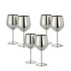Stainless Steel Goblet Wine Glass | Gin Goblets Glass for Bar, 250 ML, Set of 6, Silver