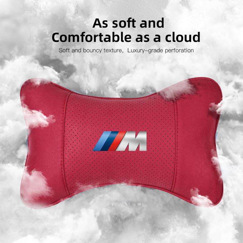 Soft Suede Neck Pillow Comfort Car Headrest Interior Decor Accessories For BMW E90 G80 M3 G30 M5 F82 F83 F20 F21 G42 F95 F96 G06 w9