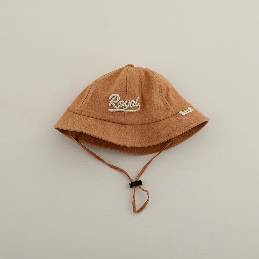 Kids Embroidered Letter Bucket Hat Wide Brim Sun Protection Cap With Windproof Strap For Spring Autumn Outdoor