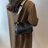 Women's Bag Soft Leather Texture Shoulder Bag Fashionable Simple Solid Color Messenger Bag Trendy Retro Casual Cylinder Bag