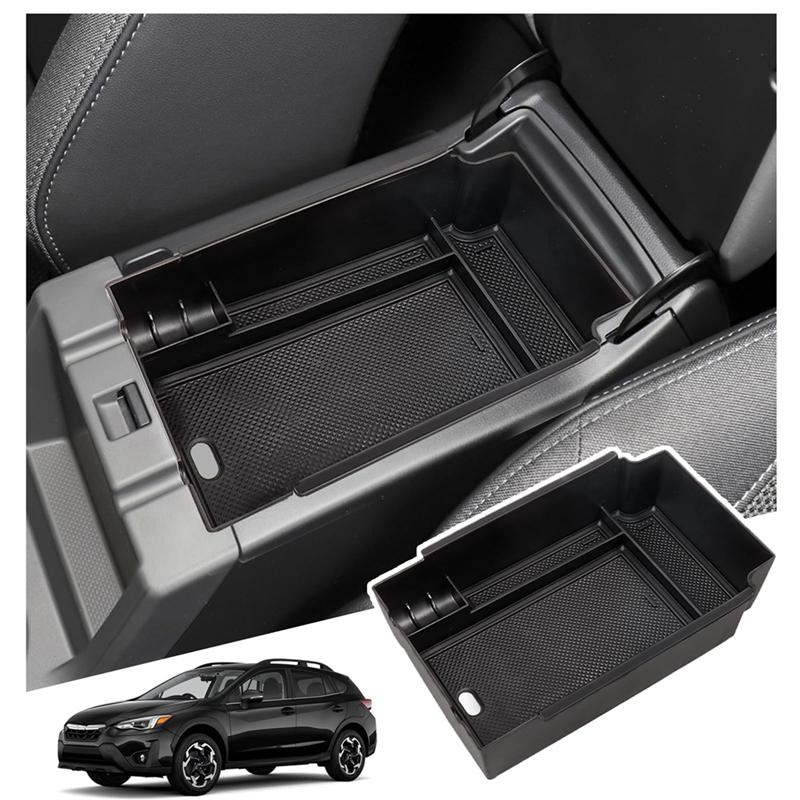 Center Console Organizer, Armrest Trays Storage Box Interior Accessories Black For Subaru Crosstrek 2024-A87Q