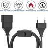2Pcs Europea Male Plug To Female Socket Power Extension Cable with Switch, 2Prong Euro Plug 2m Extension Cord for PC Computer
