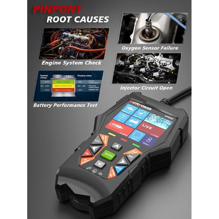 MOTOPOWER MP69040 Автомобильный OBD2 сканер Чтение кодов неисправностей Check Engine Диагностический инструмент, Черный